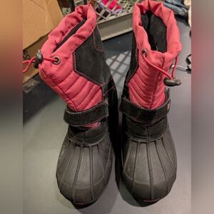 Black and Pink Winter Waterproof Boots